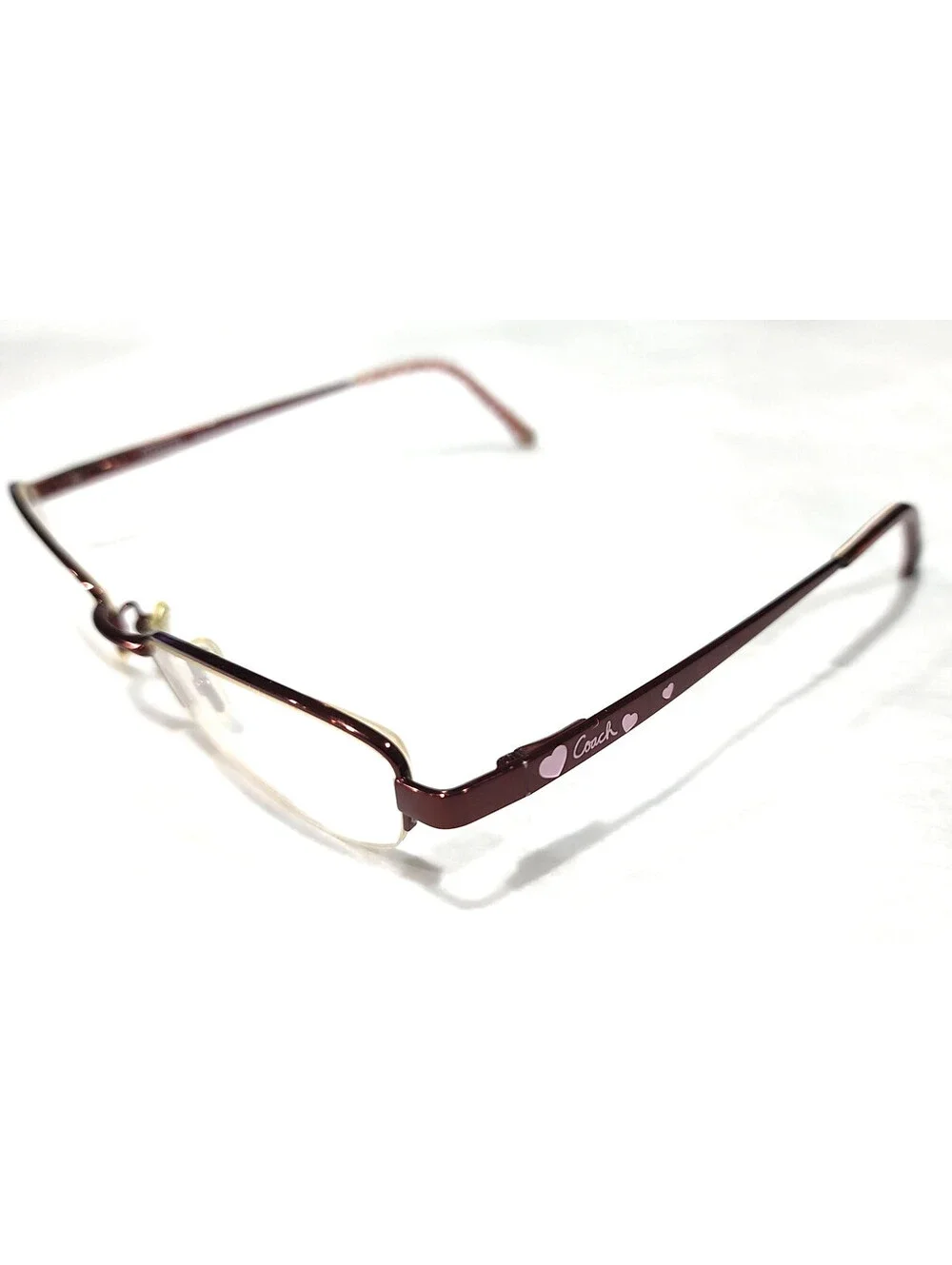 Coach Kian 219 Sm Burdeaux Pink Heart Half Rim Eyeglasses 51-18-135